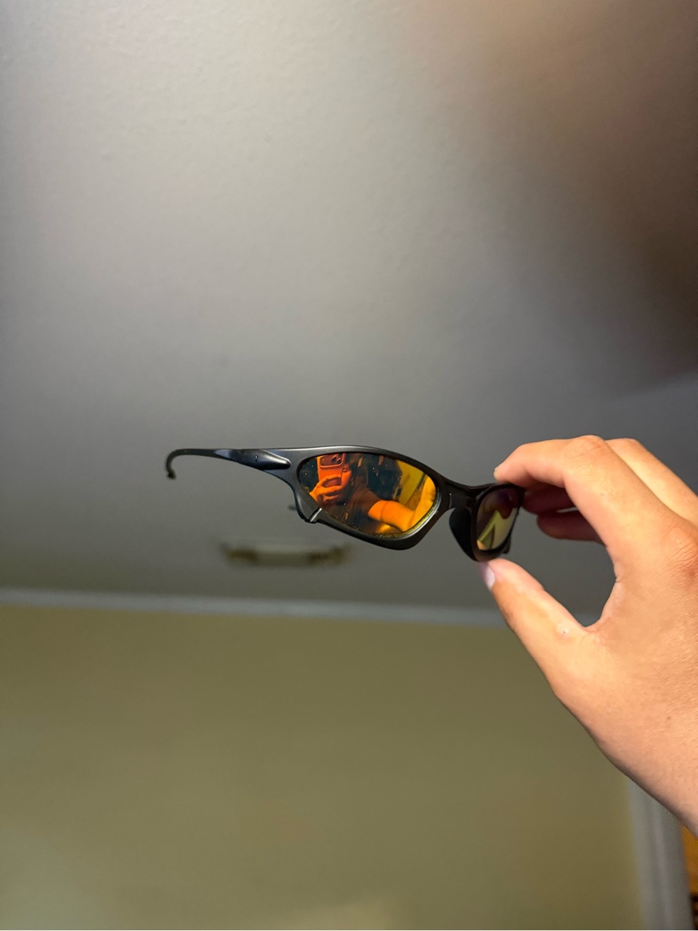 Black Sports Sunglasses with Orange Mirrored Lenses Oakley